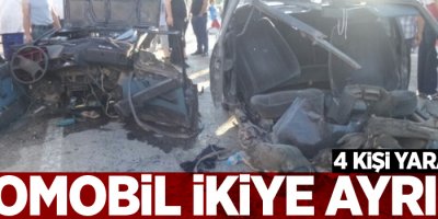Kazada otomobil ikiye bölündü: 4 yaralı