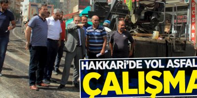 Hakkari’de yol asfaltlama çalışması