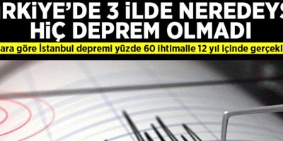 Türkiye'de 3 ilde neredeyse hiç deprem olmadı