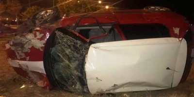 Yoldan çıkan otomobil takla attı: 2 yaralı