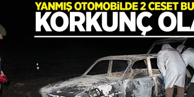 Yanmış otomobilde 2 ceset bulundu
