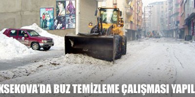 Yüksekova'da Buz Temizleme Çalışması