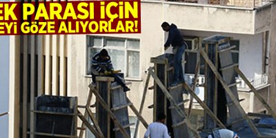 İnşaat işçilerinin tehlikeli çalışması