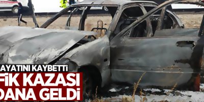 Şarampole devrilen araç alev aldı: 2 ölü, 3 yaralı