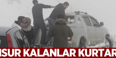 Kayak merkezi yolunda mahsur kalanlar kurtarıldı