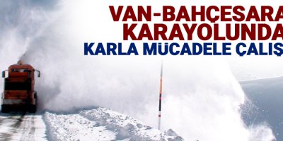 Bahçesaray yolunda karla mücadele