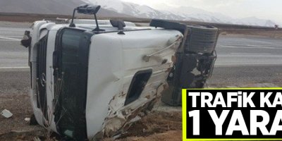 Kontrolden çıkan tır yan yattı: 1 yaralı