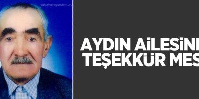 Aydın ailesinden teşekkür mesajı
