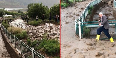Dere taştı, maddi hasar oluştu