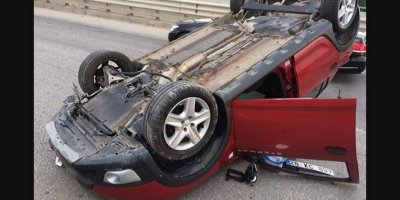 Takla atan otomobilden sağ çıktı
