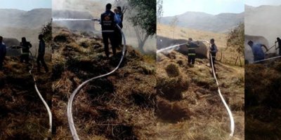 Başkale'de ot yangını