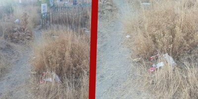 Yüksekova'daki mezarlık çöp içerisinde