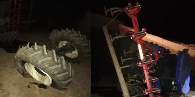 Yeni aldığı traktörle 15 metrelik viyadükten uçtu