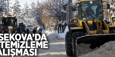 Yüksekova'da kar temizleme çalışması