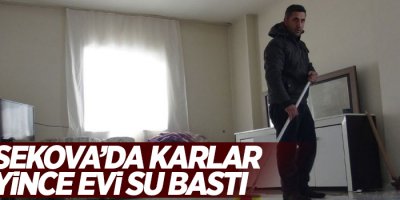 Yüksekova'da Karlar eriyince evi su bastı