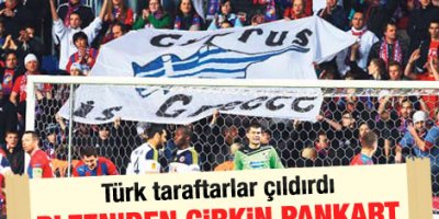 Viktoria Plzen taraftarından çirkin pankart