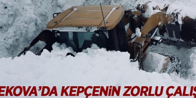 Yüksekova’da kepçenin zorlu çalışması