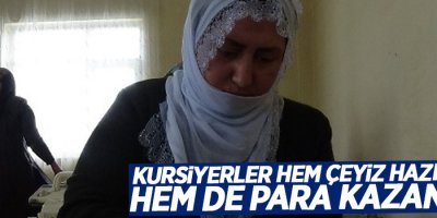 Kursiyerler hem çeyiz hazırlıyor hem de para kazanıyor