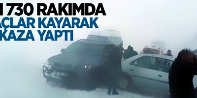 2 bin 730 rakımda araçlar kayarak kaza yaptı