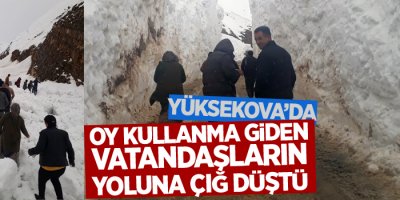 Yüksekova'da oy kullanma giden vatandaşların yoluna çığ düştü