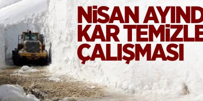 Kar kalınlığının 4 metreyi bulduğu yolda çalışma