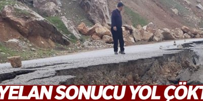 Hakkari'de heyelan sonucu yol çöktü
