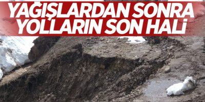 Yoğun yağışlardan dolayı yol çöktü