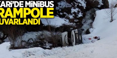 Şarampole yuvarlanan minibüsten sağ çıktılar