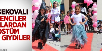 Yüksekovalı öğrenciler atıklardan kostüm yapıp giydiler