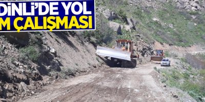 Şemdinli’de yol yapım çalışması