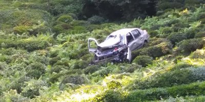 Otomobil çay bahçesine uçtu: 1 ölü, 2 yaralı