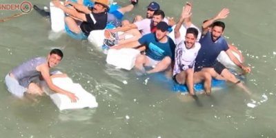 Zap suyunda köy usulü rafting