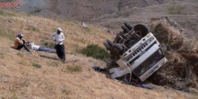Hakkari’de ot yüklü kamyonet devrildi: 1 yaralı