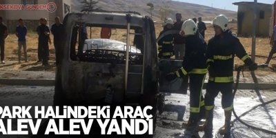 Van'da park halindeki araç küle döndü