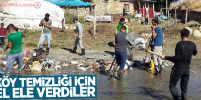 Köy temizliği için el ele verdiler
