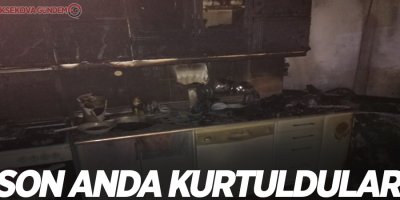 Alev alan evden son anda kurtuldular