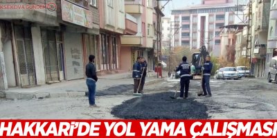 Hakkari’de yol yama çalışması