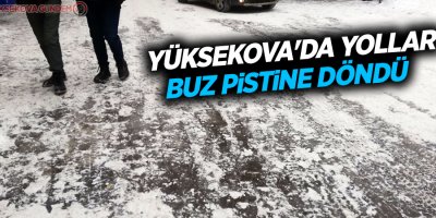 Yüksekova'da yollar buz pistine döndü