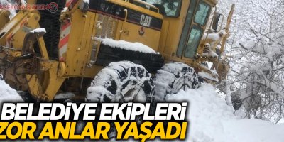 Belediye karla mücadele ekibi kaza geçirdi