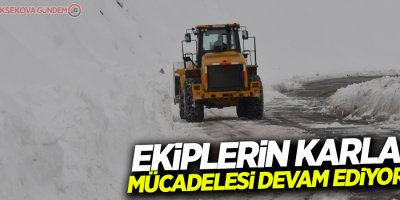 Ekiplerin karla mücadelesi sürüyor