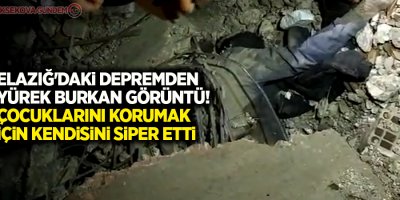 Depremden yürek burkan görüntü! Çocuklarını korumak için kendisini siper etti