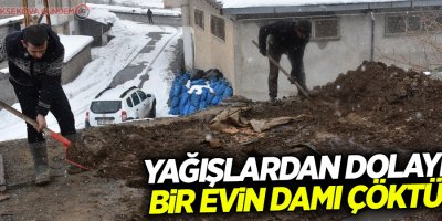 Hakkari’de yağışlardan dolayı bir evin damı çöktü