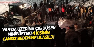 Van'da üzerine çığ düşen minibüsteki 4 kişinin cansız bedenine ulaşıldı