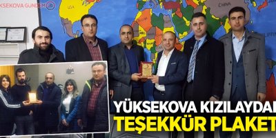 Yüksekova Kızılaydan teşekkür plaketi