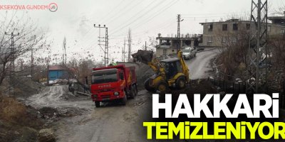 Hakkari'de kış mevsimi etrafa atılan kömür külleri temizleniyor