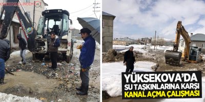 Yüksekova'da su taşkınlarına karşı kanal açma çalışması