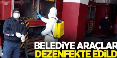 Belediye araçları dezenfekte edildi