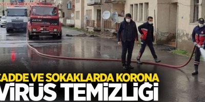 Cadde ve sokaklarda korona virüs temizliği