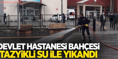 Devlet hastanesi bahçesi tazyikli su ile yıkandı