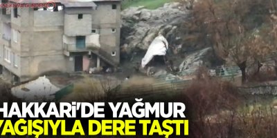 Hakkari'de yağmur yağışıyla dere taştı